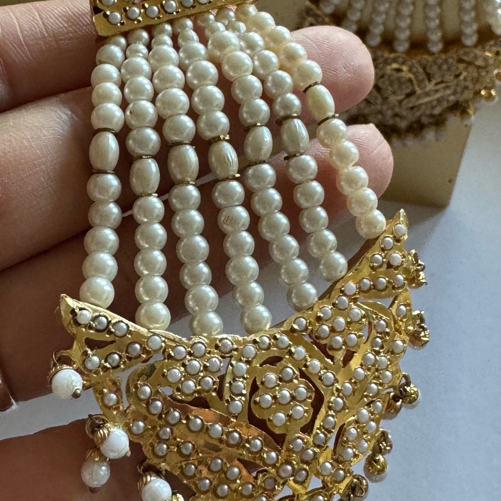 Elegant Gold and Pearl Beaded Earrings